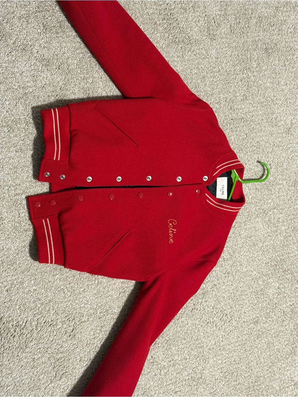 Celine Red Varsity Jacket with Gold Script - Picture 3 of 3